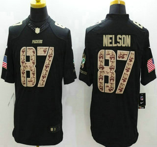 Nike Green Bay Packers #87 Jordy Nelson Salute to Service Black Limited Jersey