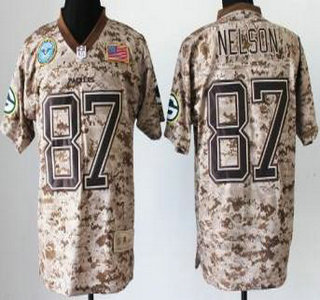 Nike Green Bay Packers #87 Jordy Nelson Salute to Service Digital Camo Elite Jersey