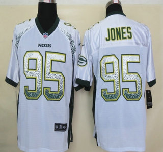 Nike Green Bay Packers #95 Datone Jones Drift Fashion White Elite Jersey