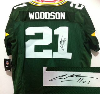 Nike Green Bay Packers 21 Charles Woodson Blue Signed Elite Jerseys