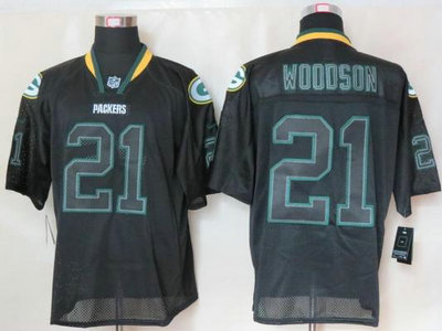 Nike Green Bay Packers 21 Charles Woodson Lights Out Black NFL Jerseys