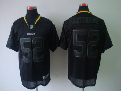 Nike Green Bay Packers 52 Clav Matthews Lights Out Black Elite Jerseys