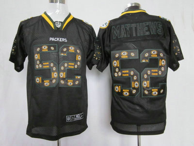 Nike Green Bay Packers 52 Clav Matthews Lights Out Black Elite Jerseys