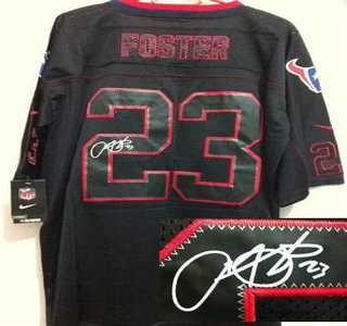 Nike Houston Texans #23 Arian Foster Elite Light Out Black Signed Jersey