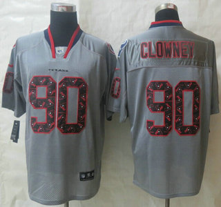 Nike Houston Texans #90 Jadeveon Clowney Lights Out Grey Ornamented Elite Jersey