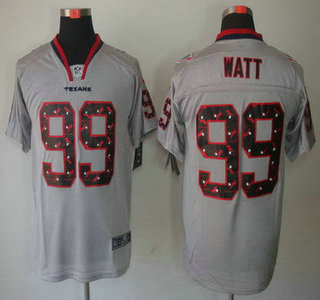 Nike Houston Texans #99 J.J. Watt Lights Out Gray Ornamented Elite Jersey