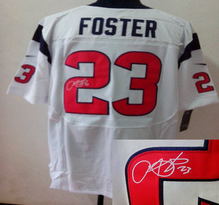 Nike Houston Texans 23 Arian Foster White Signed Elite Jersey