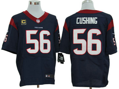 Nike Houston Texans 56 Brian Cushing Blue Elite C Patch Jersey