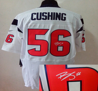Nike Houston Texans 56 Brian Cushing White Signed Elite Jersey
