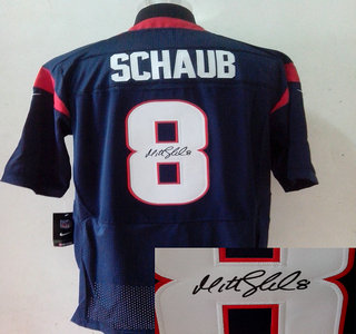 Nike Houston Texans 8 Matt Schaub Blue Signed Elite Jersey