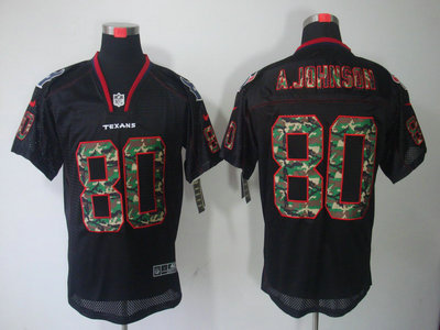 Nike Houston Texans 80 Andre Johnson Camo Fashion Black Elite Jersey