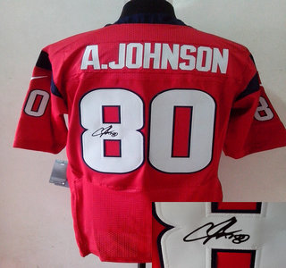 Nike Houston Texans 80 Andre Johnson Red Signed Elite Jersey