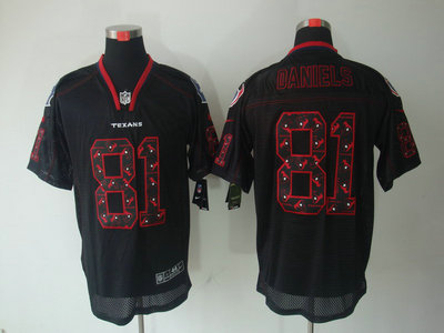 Nike Houston Texans 81 Owen Daniels Lights Out Black Elite Jersey