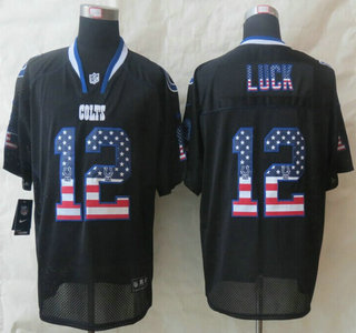 Nike Indianapolis Colts #12 Andrew Luck 2014 USA Flag Fashion Black Elite Jersey