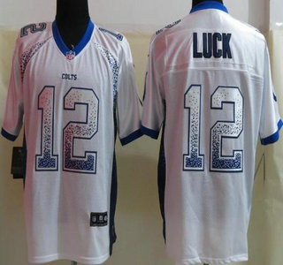 Nike Indianapolis Colts #12 Andrew Luck Drift Fashion Elite White Jersey