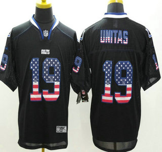 Nike Indianapolis Colts #19 Johnny Unitas 2014 USA Flag Fashion Black Elite Jersey