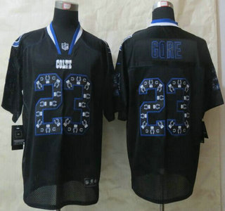 Nike Indianapolis Colts #23 Frank Gore Lights Out Black Ornamented Elite Jersey