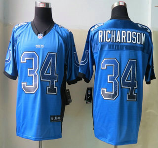 Nike Indianapolis Colts #34 Trent Richardson Drift Fashion Blue Elite Jersey