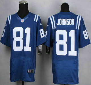 Nike Indianapolis Colts #81 Andre Johnson Blue Elite Jersey