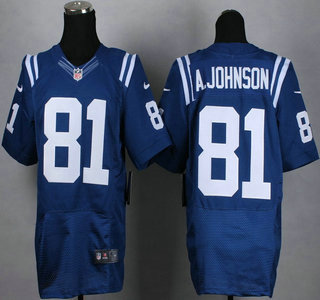 Nike Indianapolis Colts #81 Andre Johnson Blue Elite Jersey