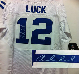 Nike Indianapolis Colts 12 Andrew Luck White Signed Elite Jerseys
