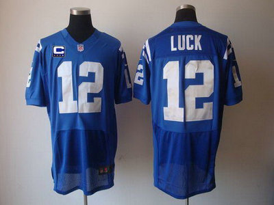 Nike Indianapolis Colts 12 Andrew Luck With C Patch Blue 2012 Nike NFL Elite Jersey
