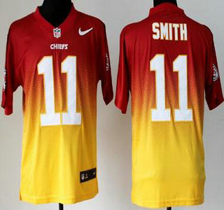 Nike Kansas City Chiefs #11 Alex Smith Drift Fashion II Red With Yellow 2013 Elite Jersey