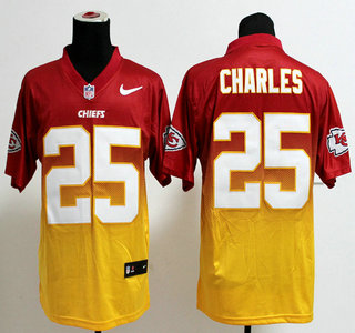 Nike Kansas City Chiefs #25 Jamaal Charles Drift Fashion II Red With Yellow 2013 Elite Jersey