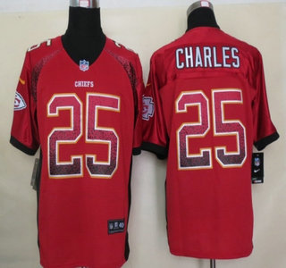 Nike Kansas City Chiefs #25 Jamaal Charles Drift Fashion Red Elite Jersey