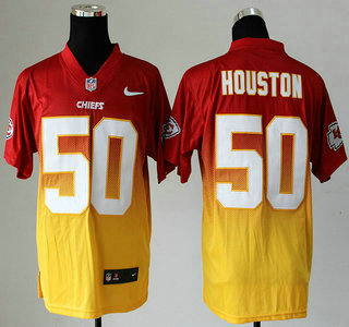 Nike Kansas City Chiefs #50 Justin Houston Drift Fashion II Red With Yellow 2013 Elite Jersey