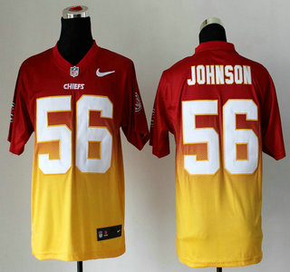 Nike Kansas City Chiefs #56 Derrick Johnson Drift Fashion II Red With Yellow 2013 Elite Jersey