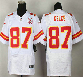 Nike Kansas City Chiefs #87 Travis Kelce White Elite Jersey