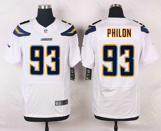 Nike Los Angeles Chargers #93 Darius Philon White Road NFL Nike Elite Jersey