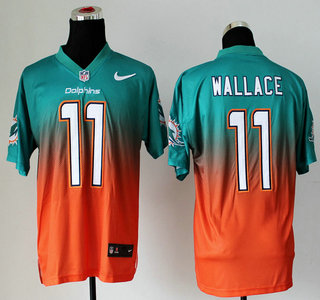 Nike Miami Dolphins #11 Mike Wallace Drift Fashion II Green With Orange 2013 Elite Jersey