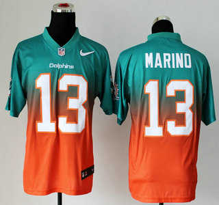 Nike Miami Dolphins #13 Dan Marino Drift Fashion II Green With Orange 2013 Elite Jersey