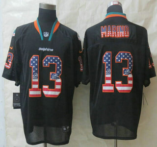 Nike Miami Dolphins 13 Dan Marino 2014 USA Flag Fashion Black Elite Jersey