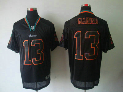 Nike Miami Dolphins 13 Dan Marino Lights Out Black Elite Jerseys