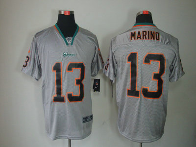 Nike Miami Dolphins 13 Dan Marino Lights Out Black Name Grey Elite Jerseys