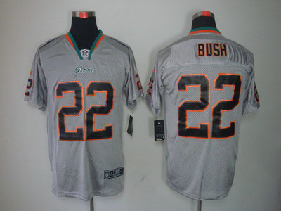 Nike Miami Dolphins 22 Reggie Bush Lights Out Black Name Grey Elite Jerseys