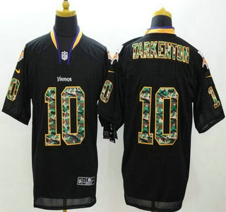 Nike Minnesota Vikings #10 Fran Tarkenton Black With Camo Elite Jersey