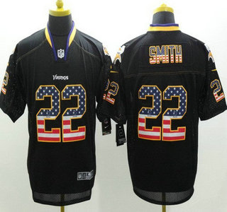Nike Minnesota Vikings #22 Harrison Smith 2014 USA Flag Fashion Black Elite Jersey