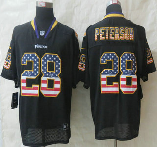 Nike Minnesota Vikings #28 Adrian Peterson 2014 USA Flag Fashion Black Elite Jersey