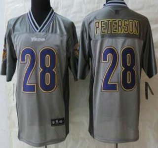 Nike Minnesota Vikings #28 Adrian Peterson Elite Grey Vapor Jersey