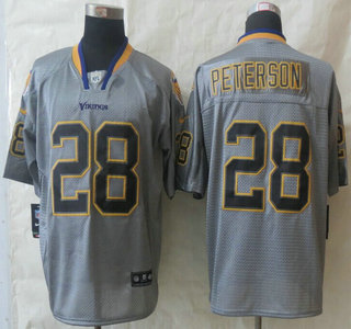 Nike Minnesota Vikings #28 Adrian Peterson Lights Out Grey Elite Jersey