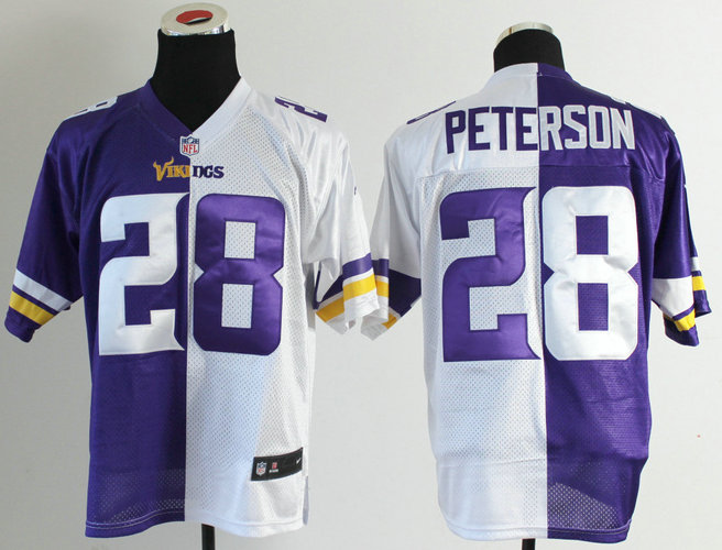 Nike Minnesota Vikings #28 Adrian Peterson Purple And White Split Elite Jersey