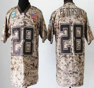 Nike Minnesota Vikings #28 Adrian Peterson Salute to Service Digital Camo Elite Jersey