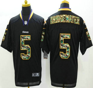 Nike Minnesota Vikings #5 Teddy Bridgewater Black With Camo Elite Jersey