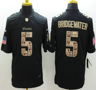 Nike Minnesota Vikings #5 Teddy Bridgewater Salute to Service Black Limited Jersey