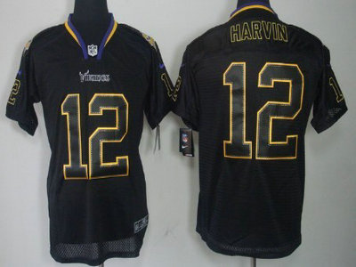 Nike Minnesota Vikings 12 Percy Harvin Lights Out Black Elite Jersey