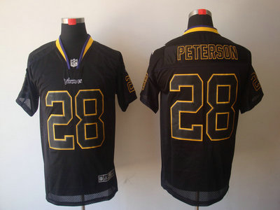 Nike Minnesota Vikings 28 Adrian Peterson Lights Out Black Elite Jersey